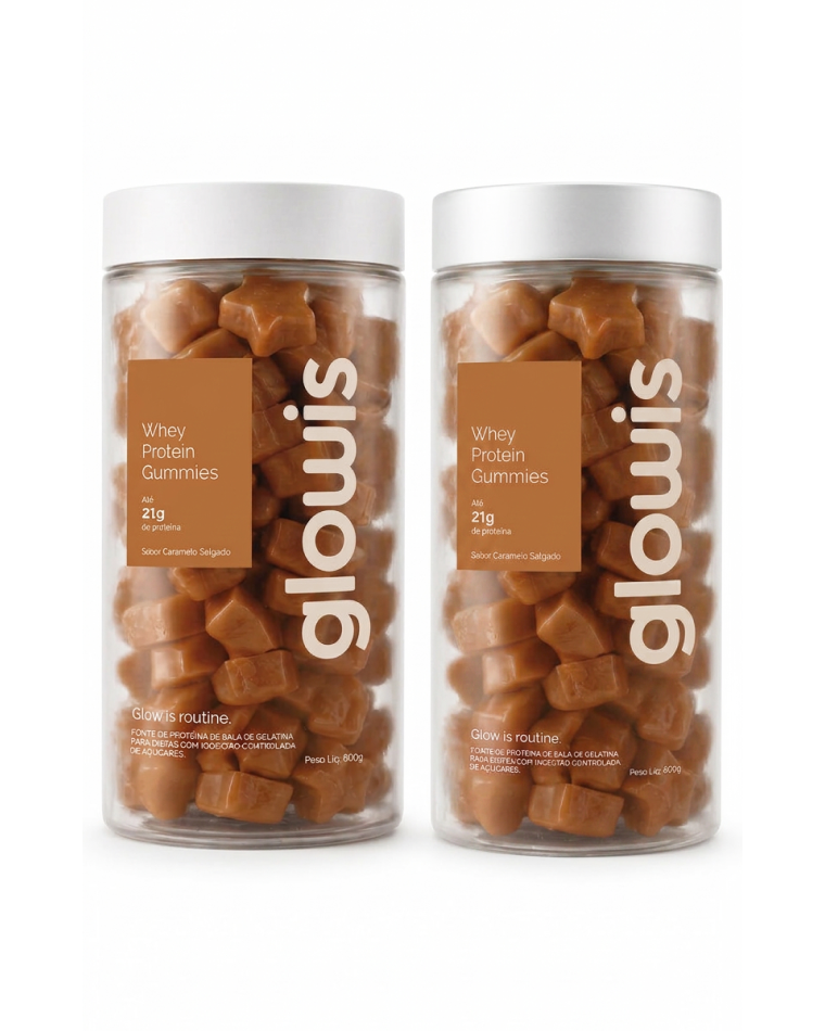 Whey Protein Gummies Caramelo Salgado Kit 2 potes de 120 Gomas