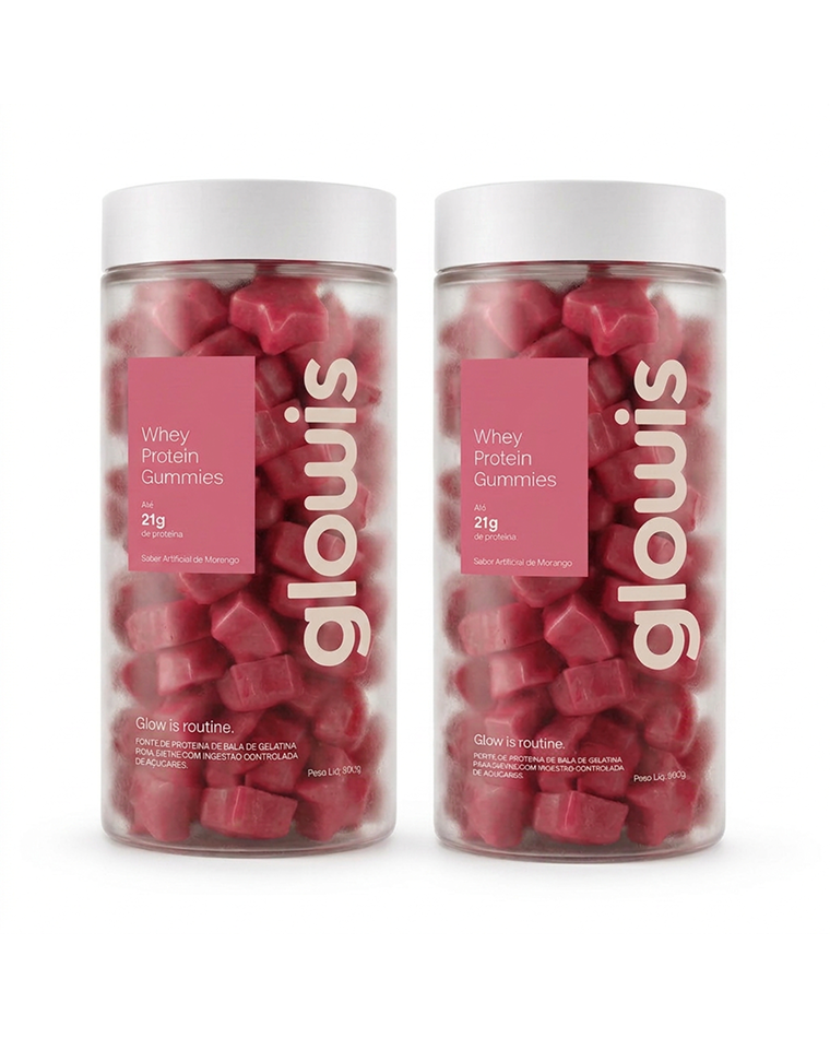 Whey Protein Gummies Morango Kit 2 potes de 120 Gomas