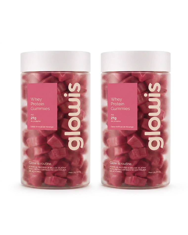 Whey Protein Gummies Morango Kit 2 potes de 60 Gomas