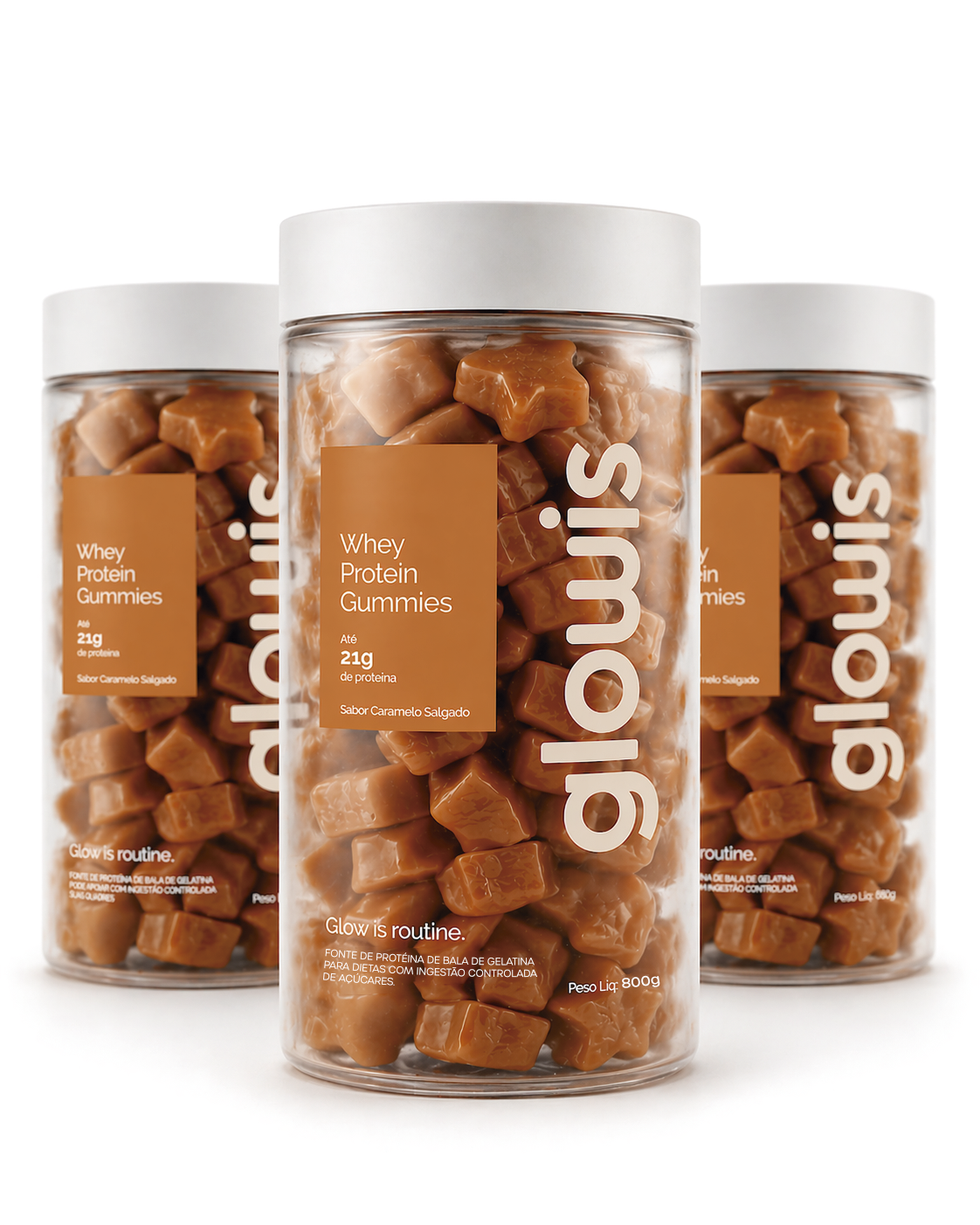 Whey Protein Gummies Caramelo Salgado Kit 3 potes de 120 Gomas
