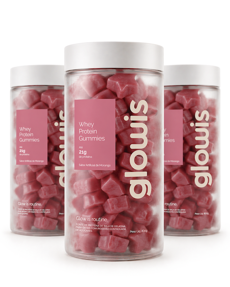 Whey Protein Gummies Morango Kit 3 potes de 120 Gomas