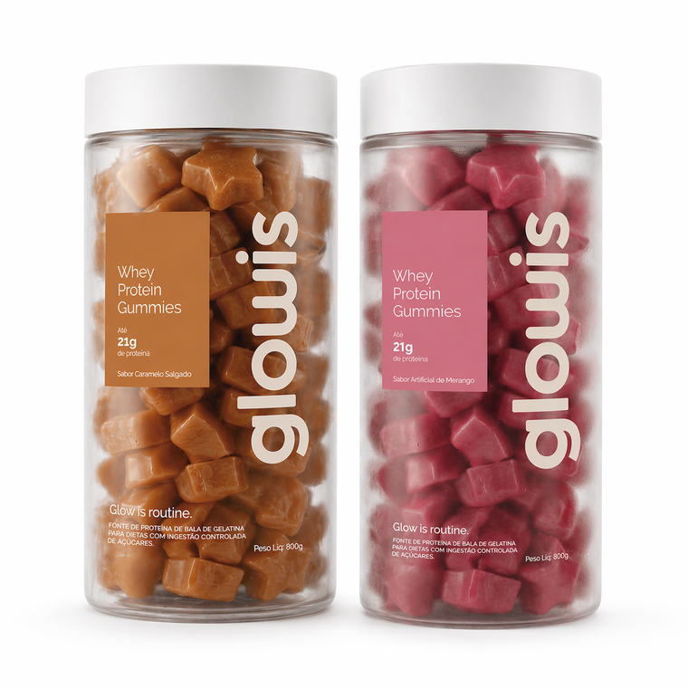 Whey Protein Gummies Kit 2 potes de 120 Gomas - 1 Morango e 1 Caramelo