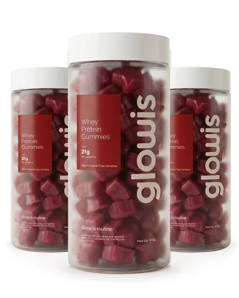 Whey Protein Gummies Frutas Vermelhas Kit 3 potes de 120 Gomas