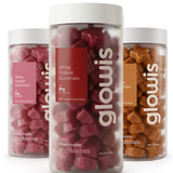 Whey Protein Gummies Kit 3 potes de 120 Gomas - 1 Morango, 1 Caramelo e 1 Frutas Vermelhas